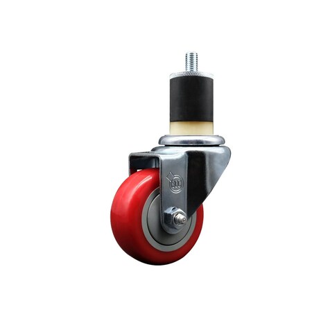 Service Caster 3'' Red Poly Wheel Swivel 1-7/8'' Expanding Stem Caster SCC-EX20S314-PPUB-RED-178